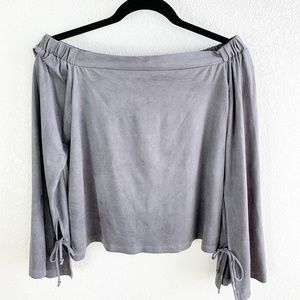 Olivaceous Off Shoulder Tie Sleeve Top 4